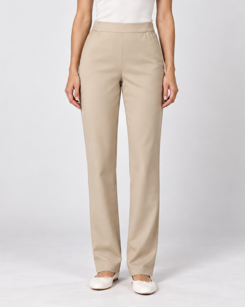Beige Soft Stretch Workwear Pants CLARA PureMotion™ - Mirtel Design