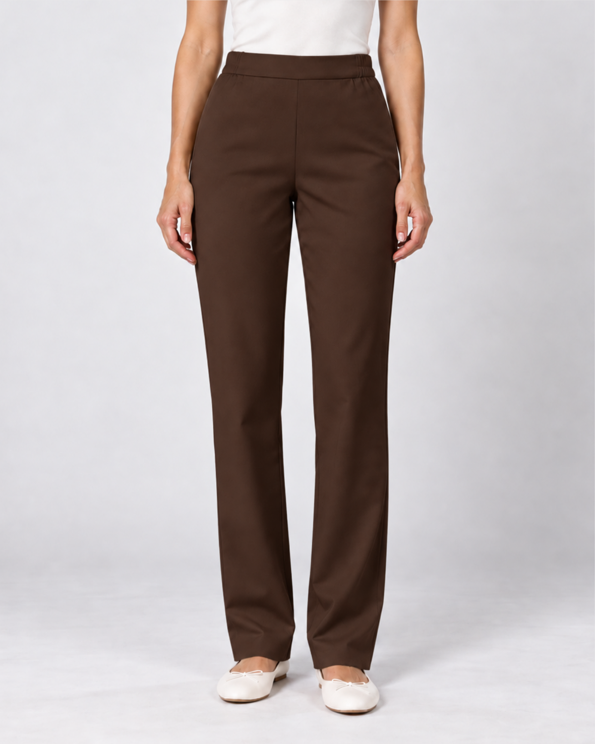 Brown Soft Stretch Workwear Pants CLARA PureMotion™ - Mirtel Design