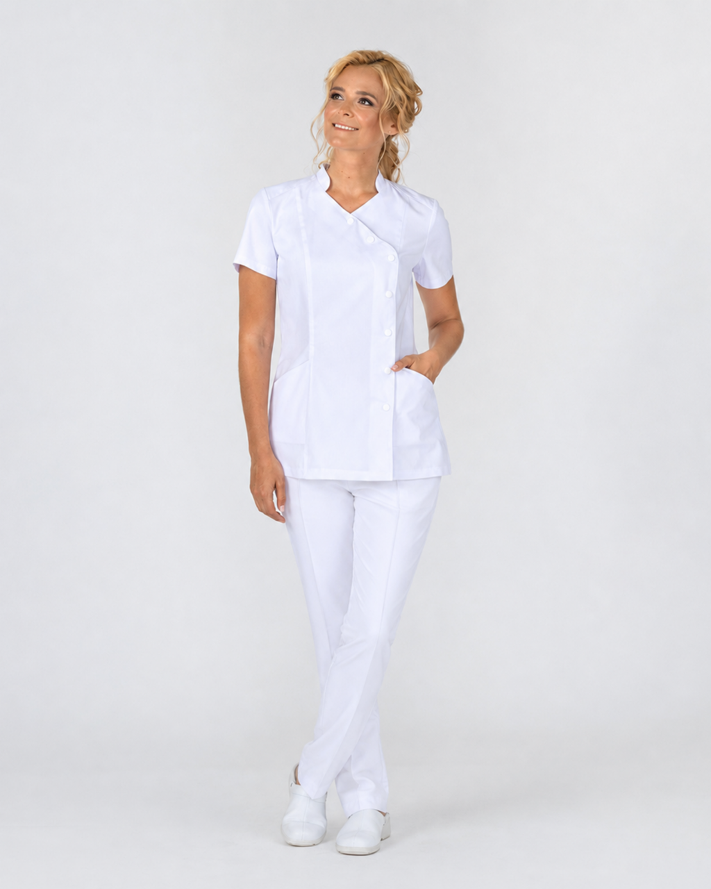 FULL SET: White Top Cathy + Trousers Basic - Mirtel Design