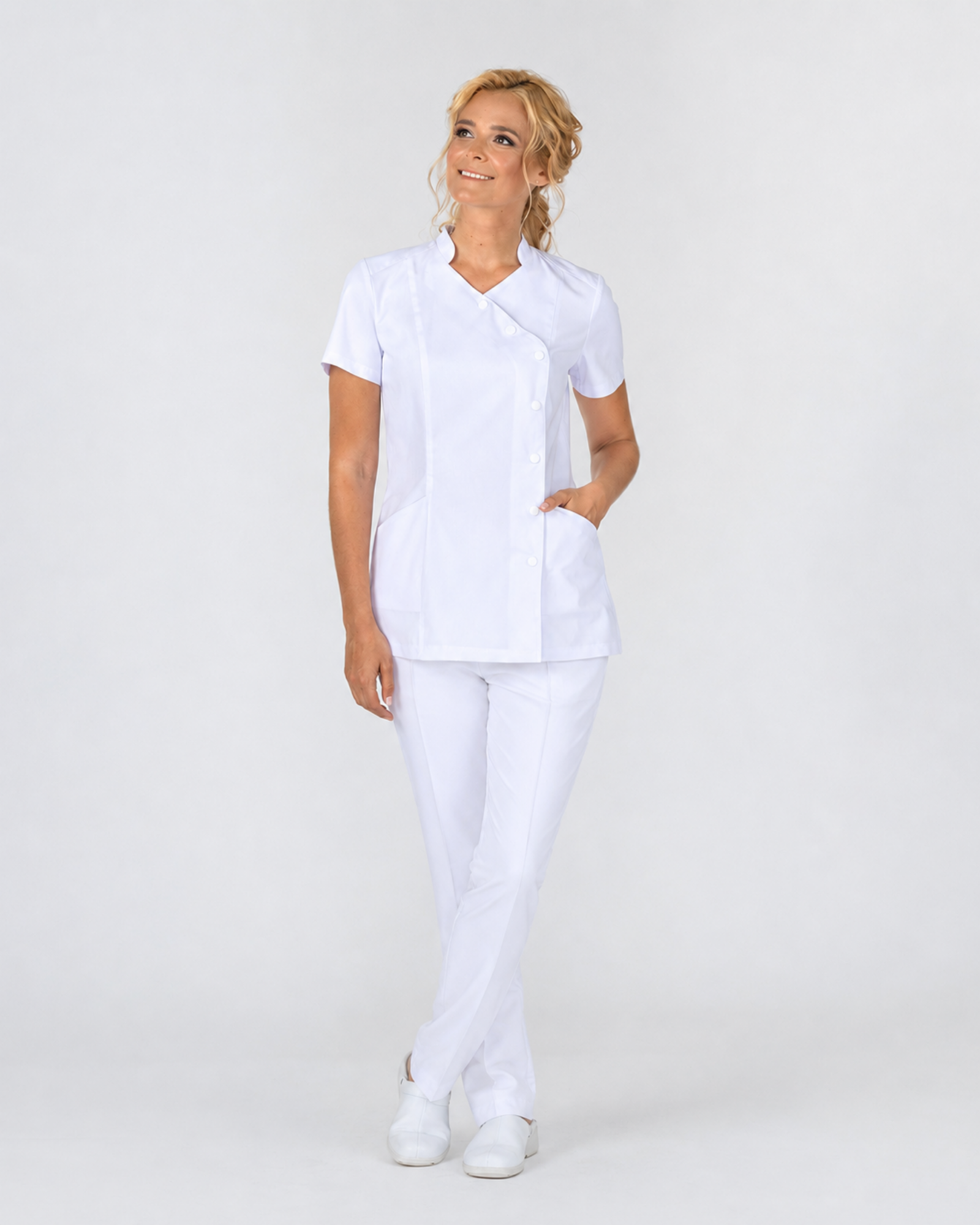 FULL SET: White Top Cathy + Trousers Basic - Mirtel Design