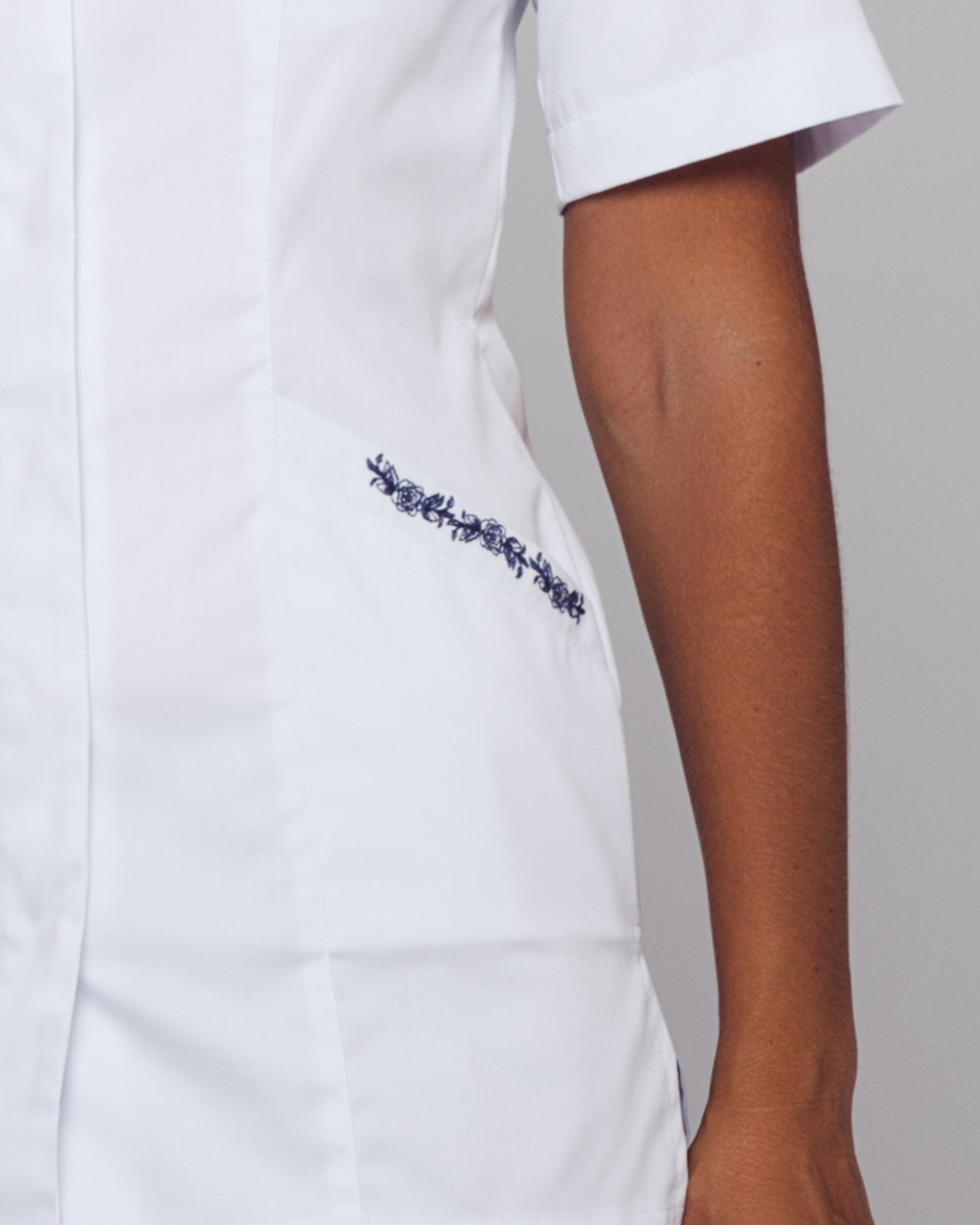 White Top Diana with Navy Embroidery - Mirtel Design