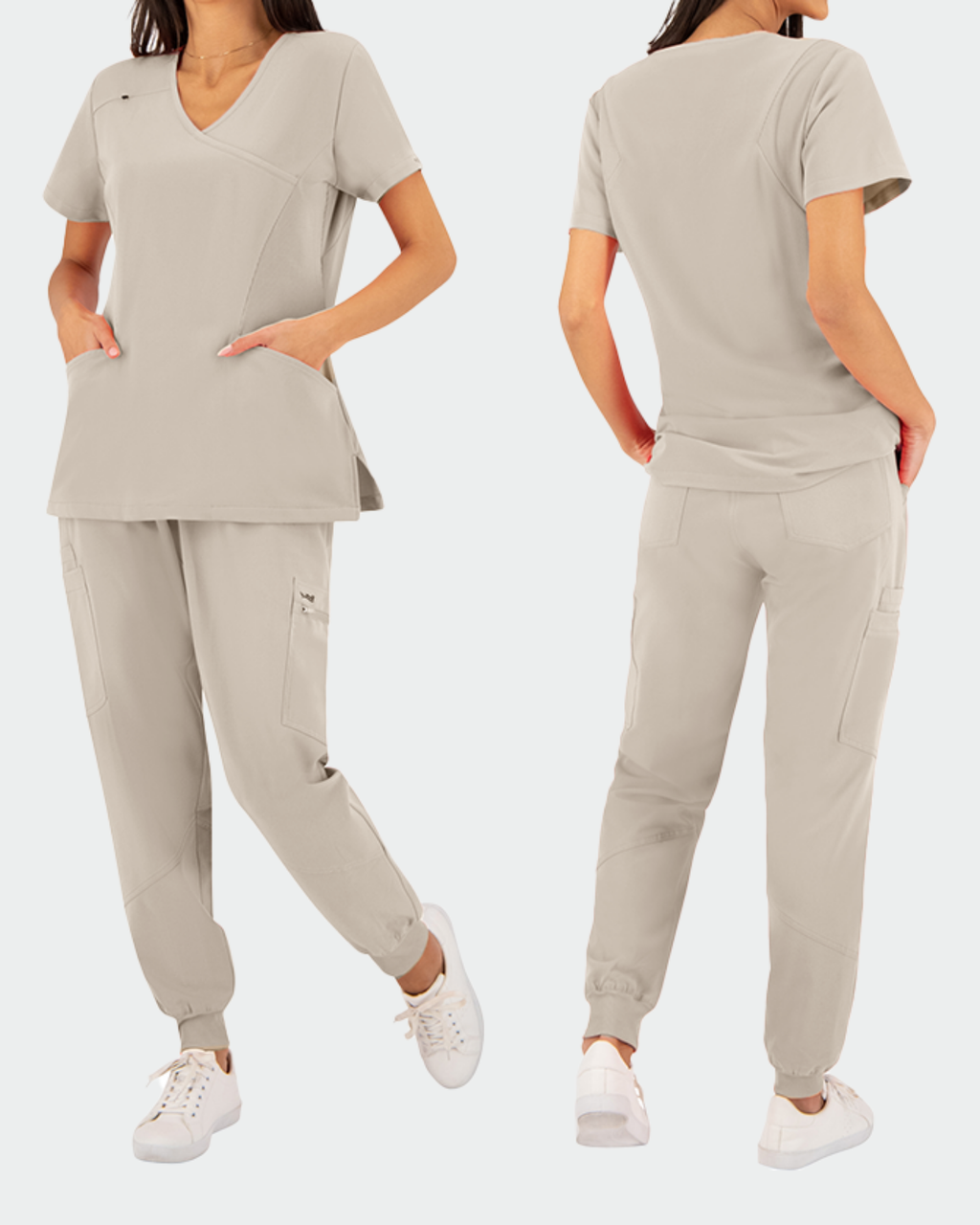 Beige Scrub Top Justina - Bwell