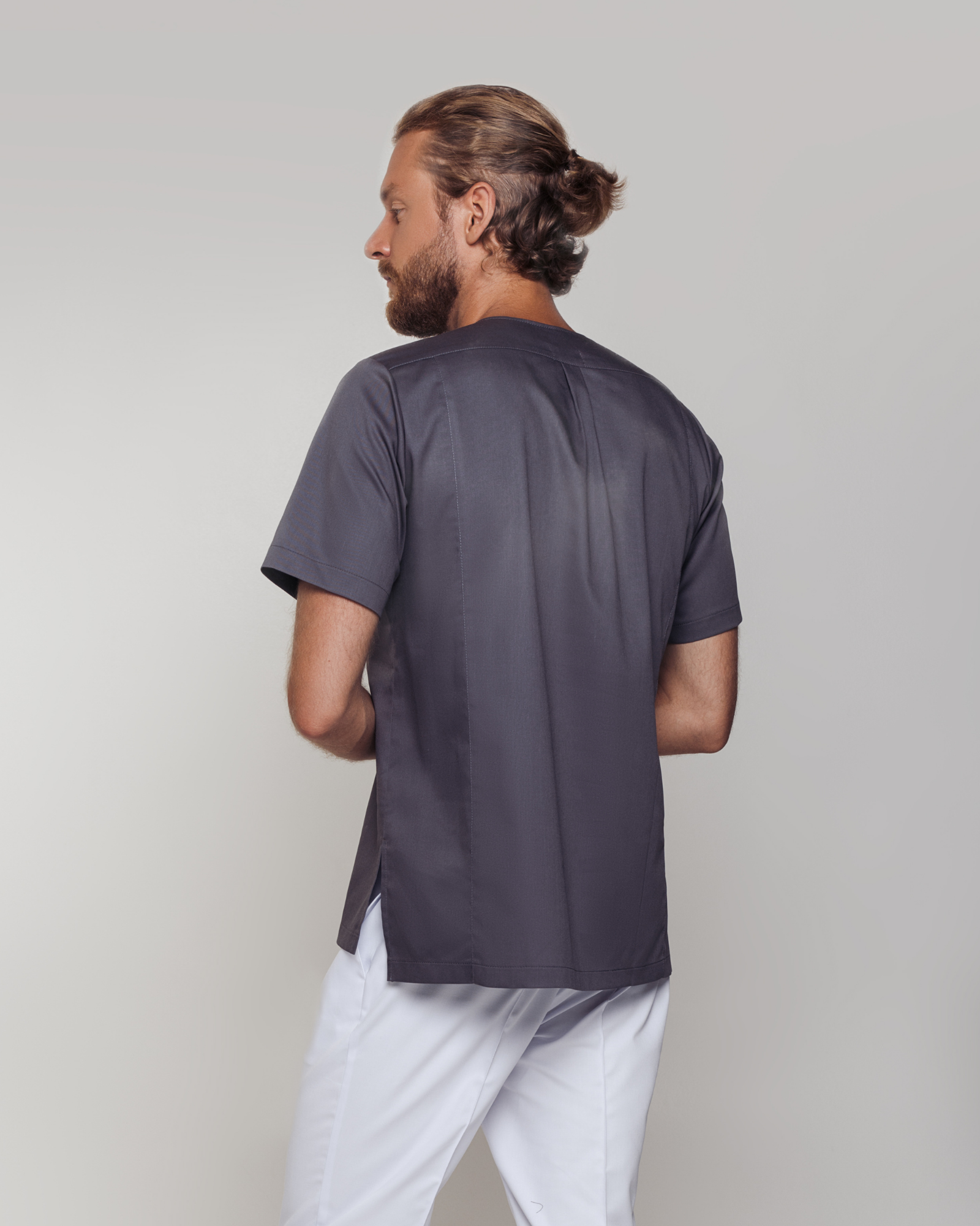 Grey Men's Scrub Top Alex - Mirtel Design