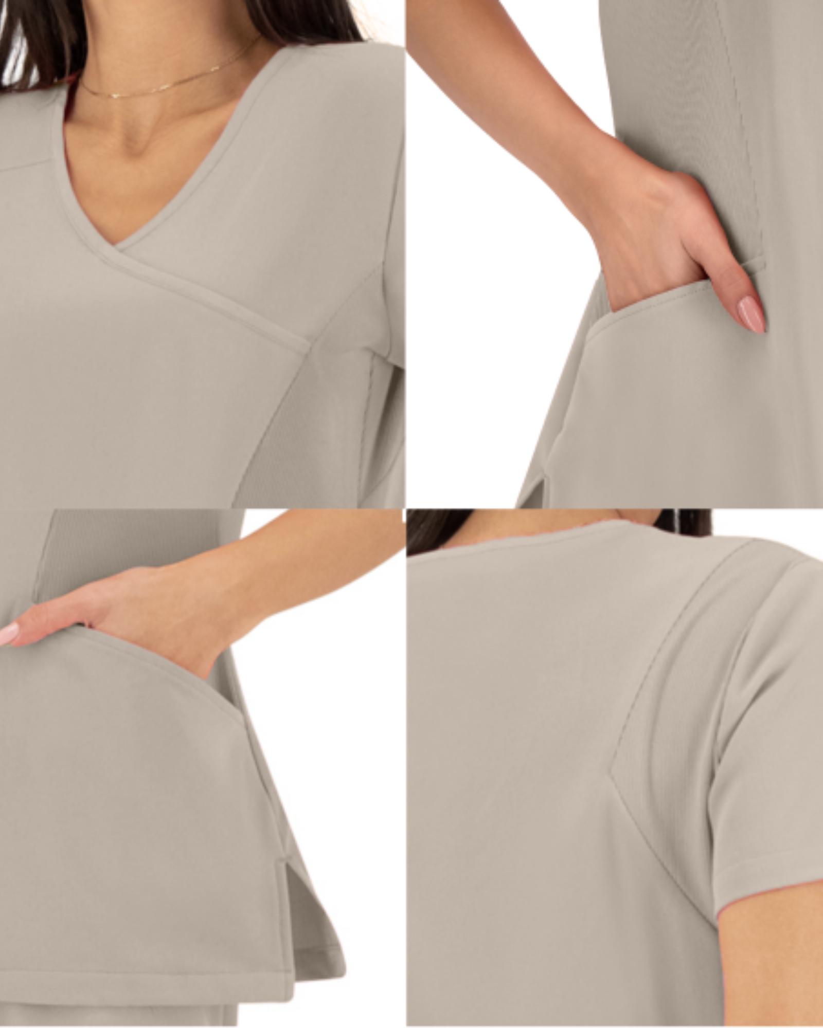 Beige Scrub Top Justina - Bwell