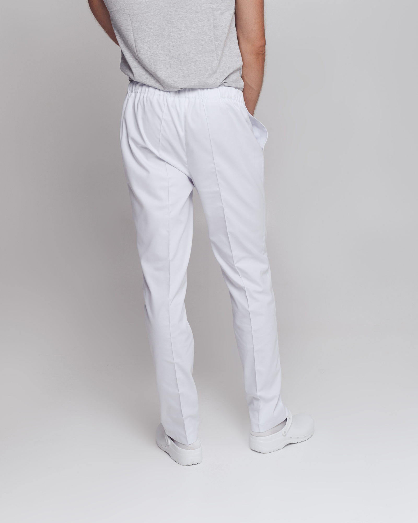 White Men's Scrub Pants Med - Mirtel Design