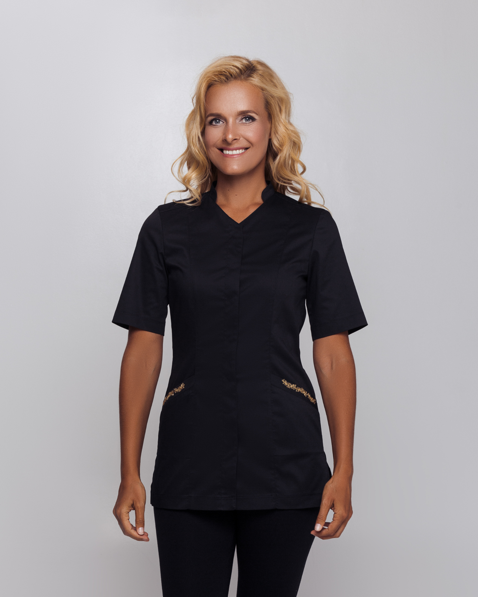 Black Top DIANA with Golden Embroidery - Mirtel Design
