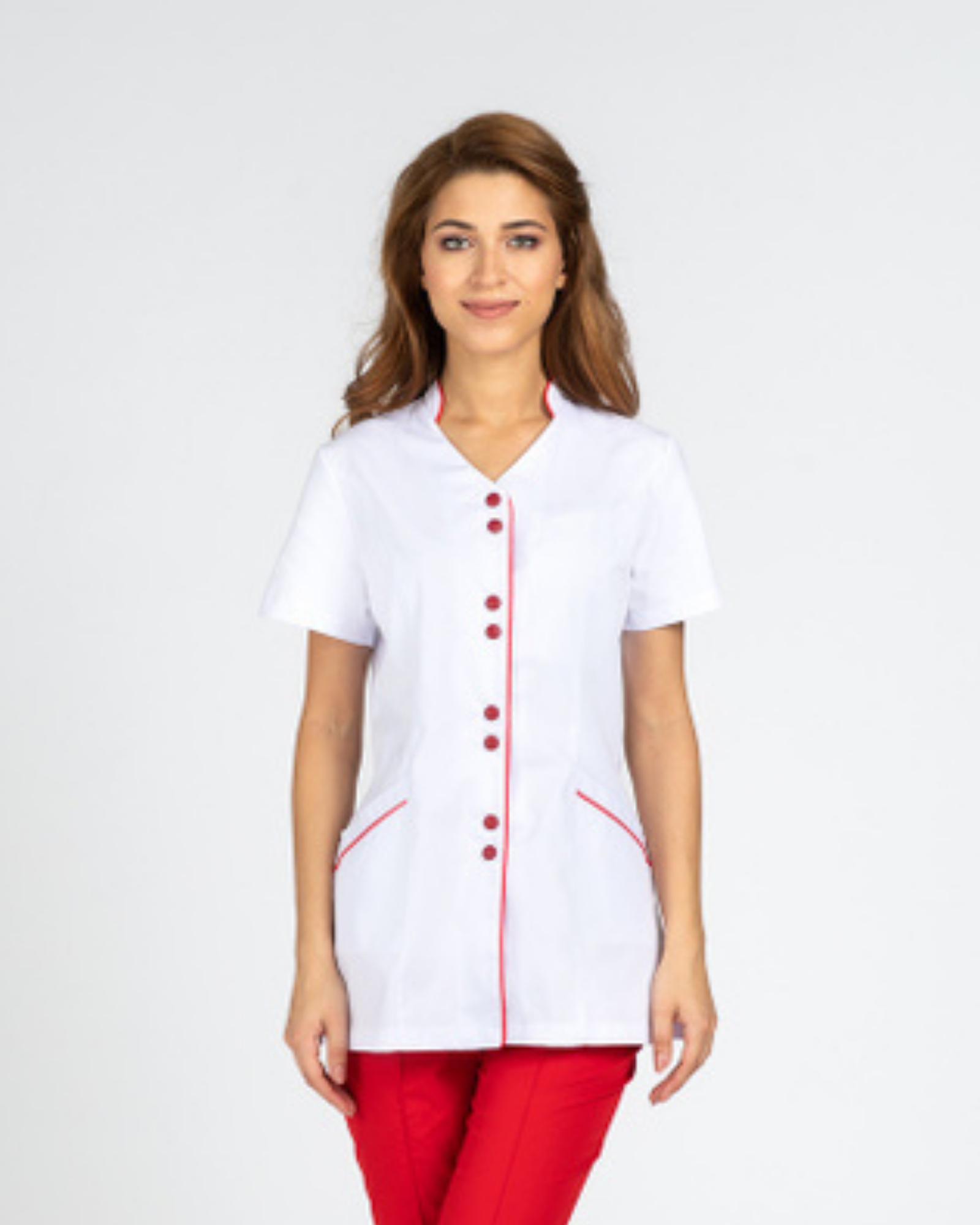 White Top Donna with Red Details - Mirtel Design